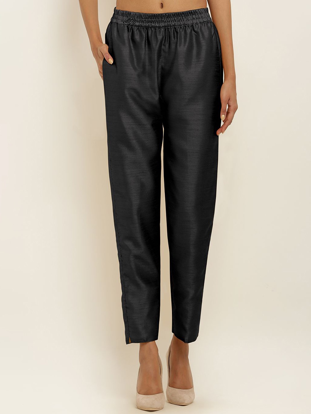 

FLOREOS Women Comfort Easy Wash Mid-Rise Trousers, Black
