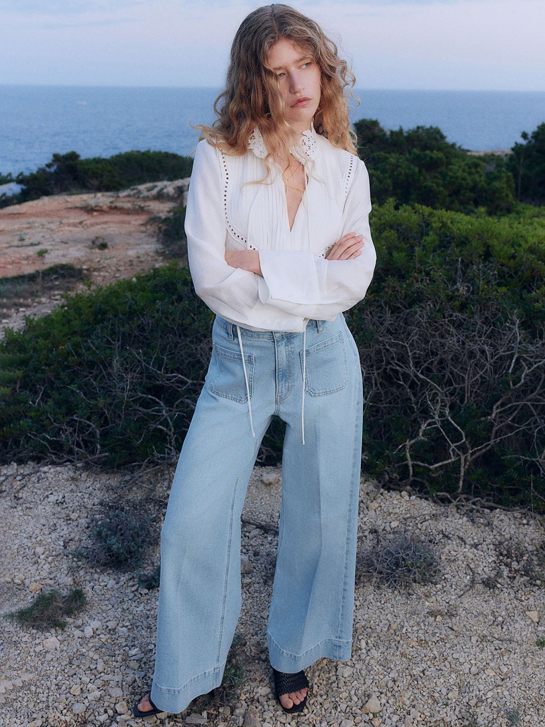 

H&M Wide High Jeans, Blue