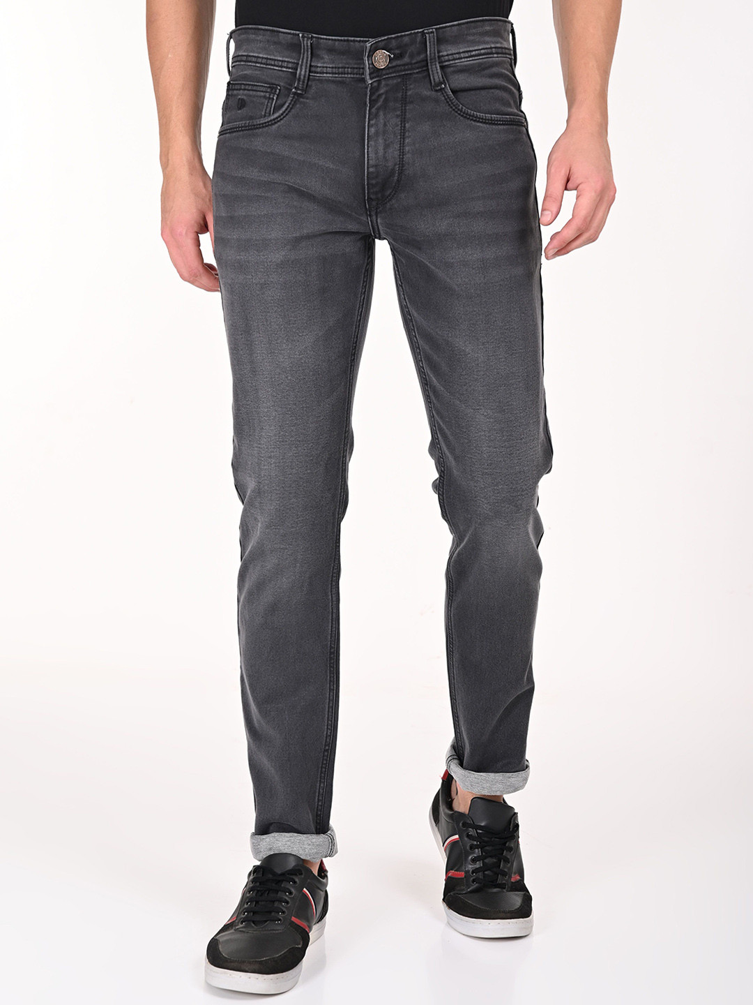 

URBAN POCHE Men Slim Fit Light Fade Denim Stretchable Jeans, Black