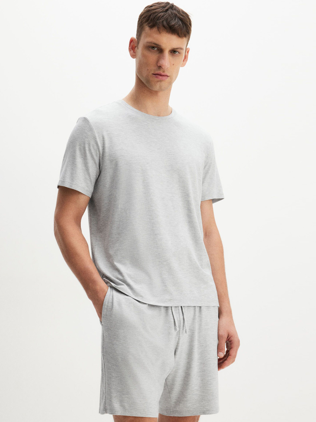 

H&M Jersey Pyjama T-Shirt And Shorts, Grey