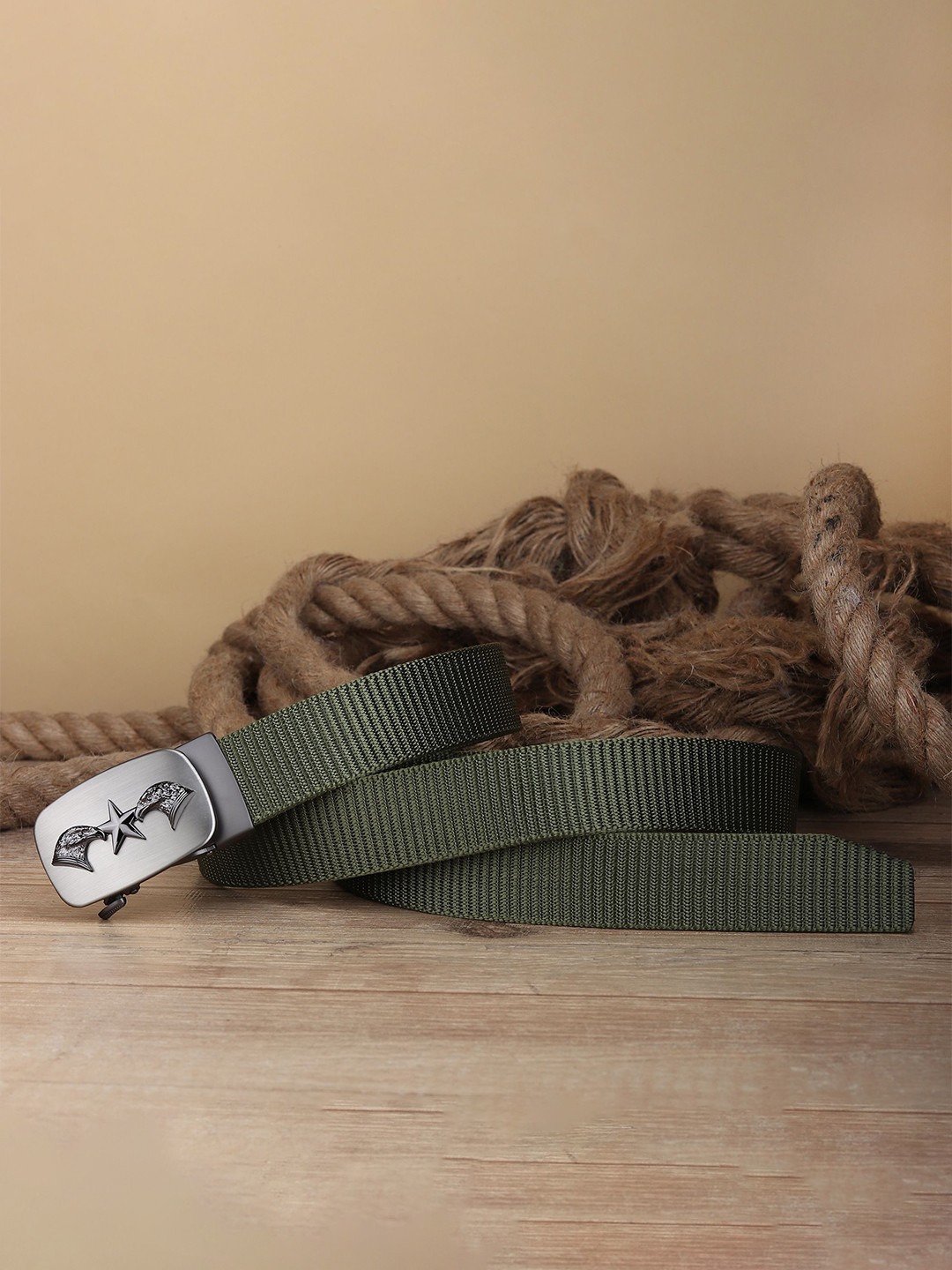 

Metronaut Men Woven Design Belt, Green