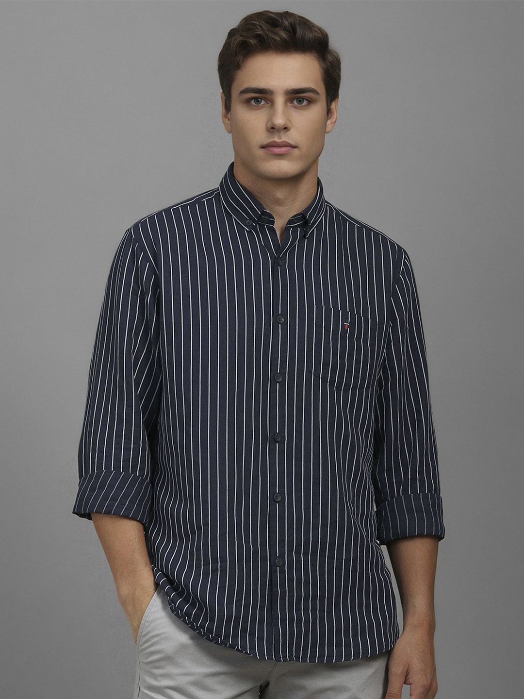 

Louis Philippe Sport Men Vertical Striped Casual Shirt, Navy blue