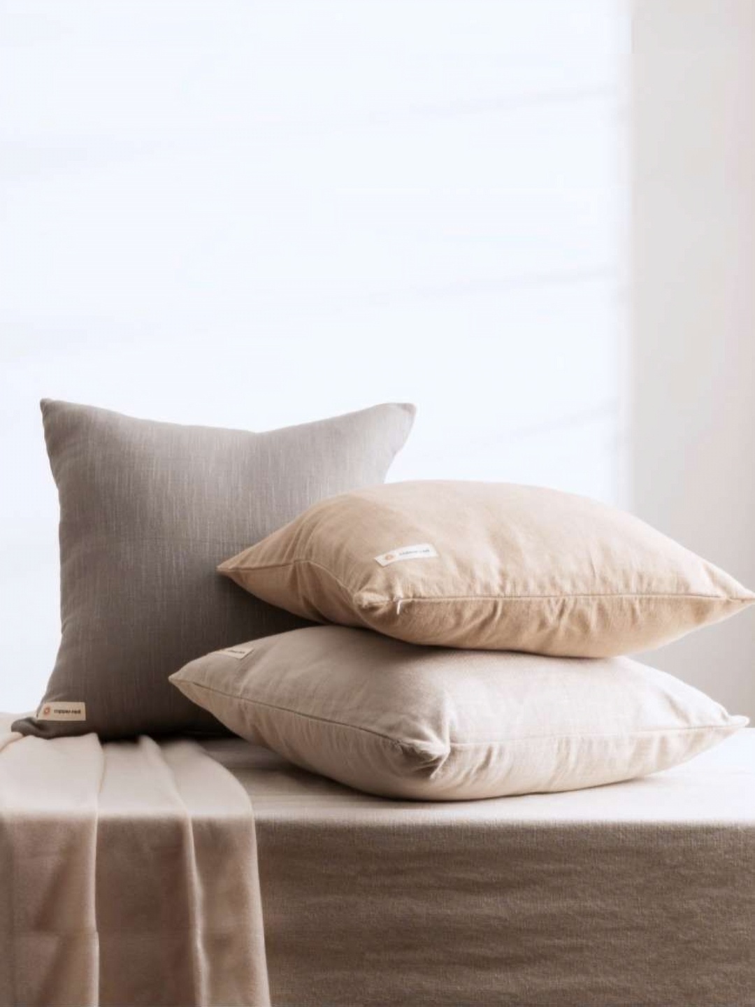 

Copper-Red Saadiyat Grey Cotton Square Cushion Cover