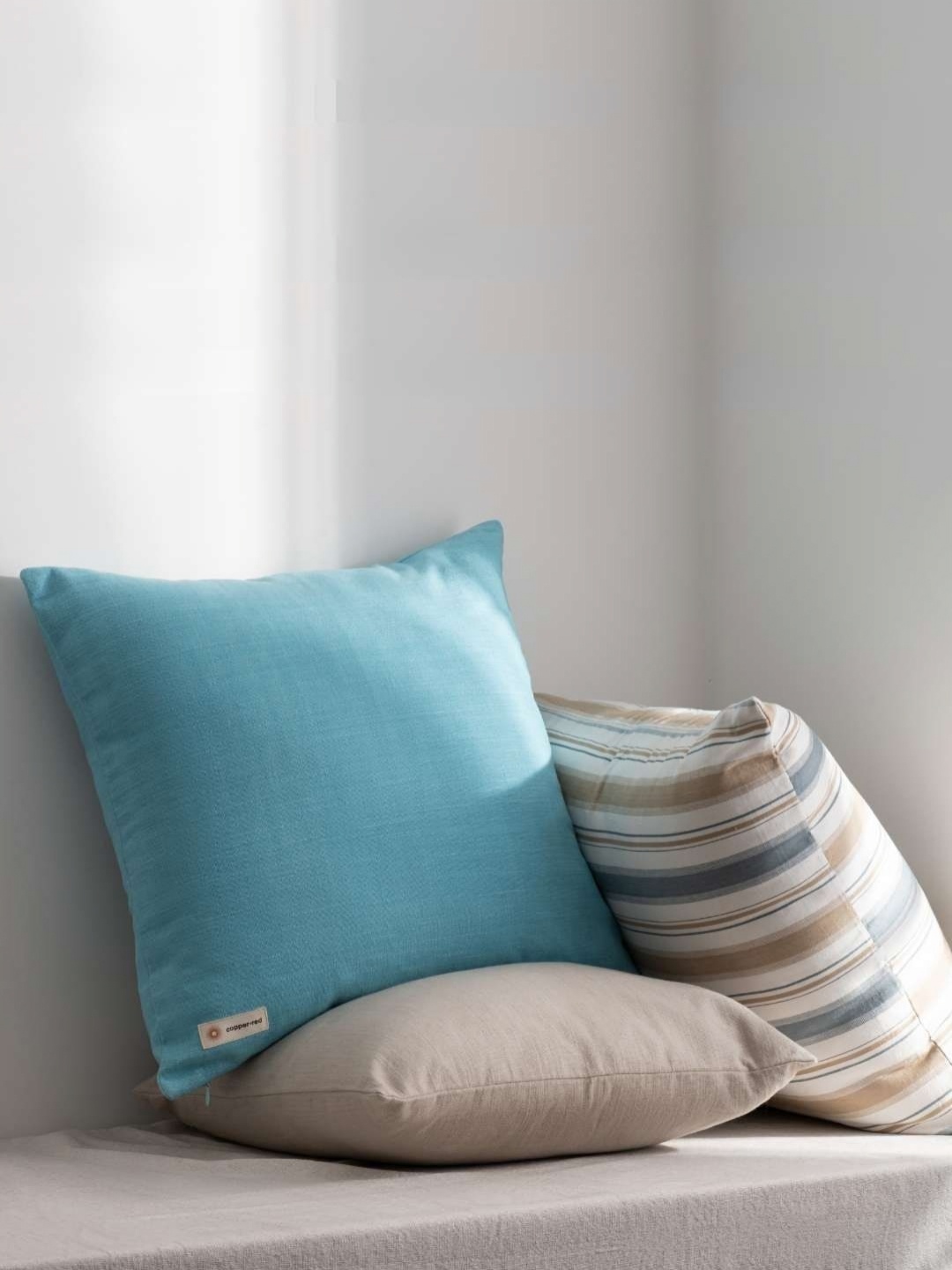 

Copper-Red Corsica Light Blue Cotton Square Cushion Cover