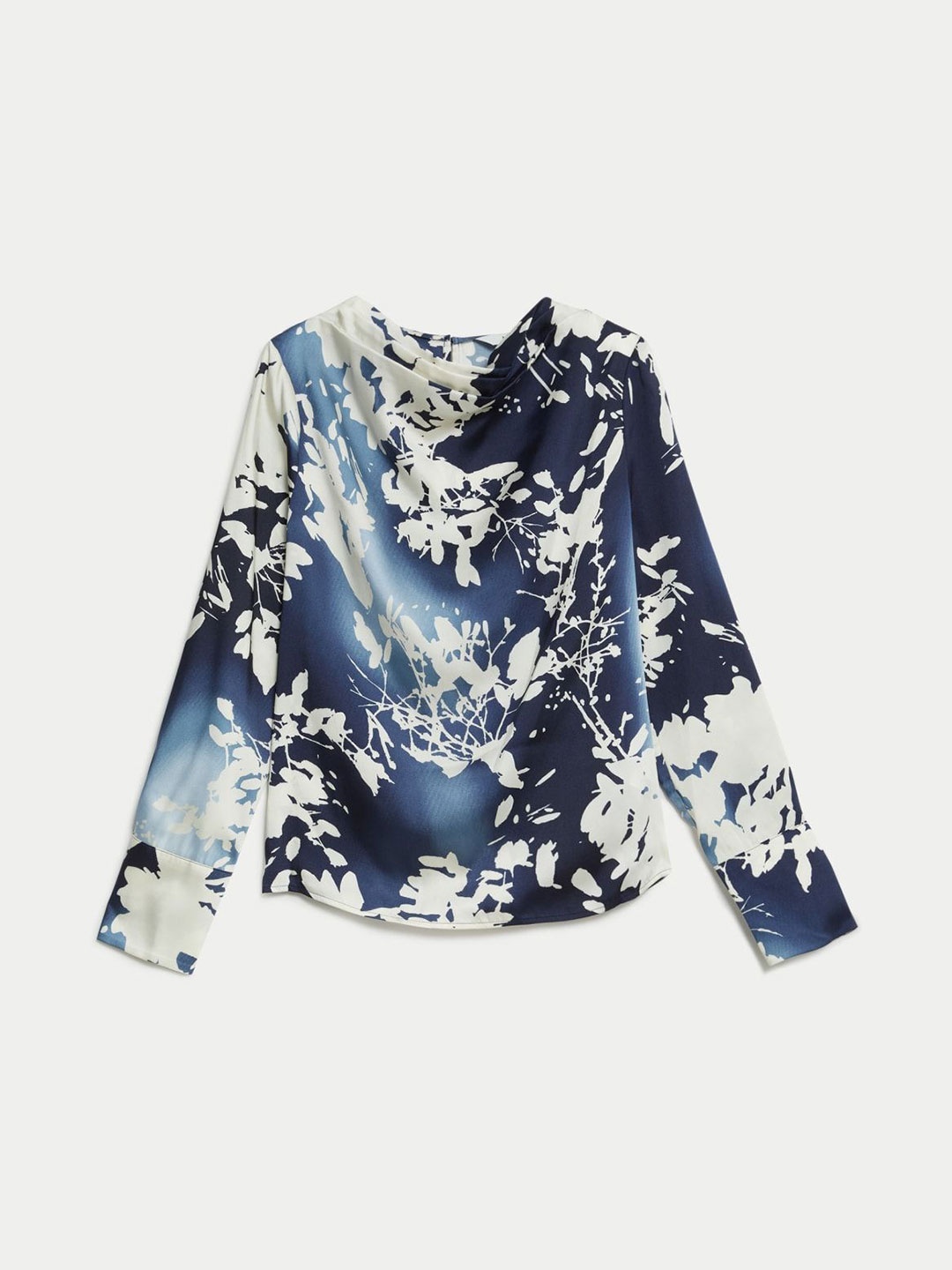 

Marks & Spencer Floral Print Cowl Neck Top, Blue