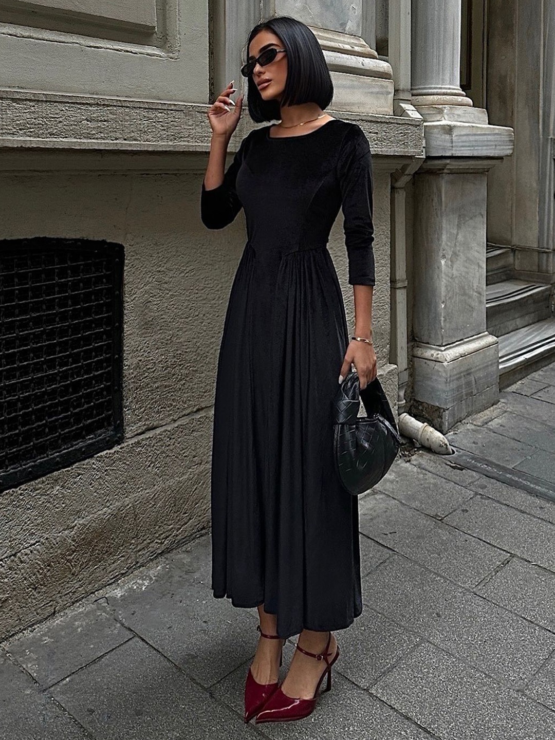 

Trendyol Women Fit & Flare Maxi Dress, Black
