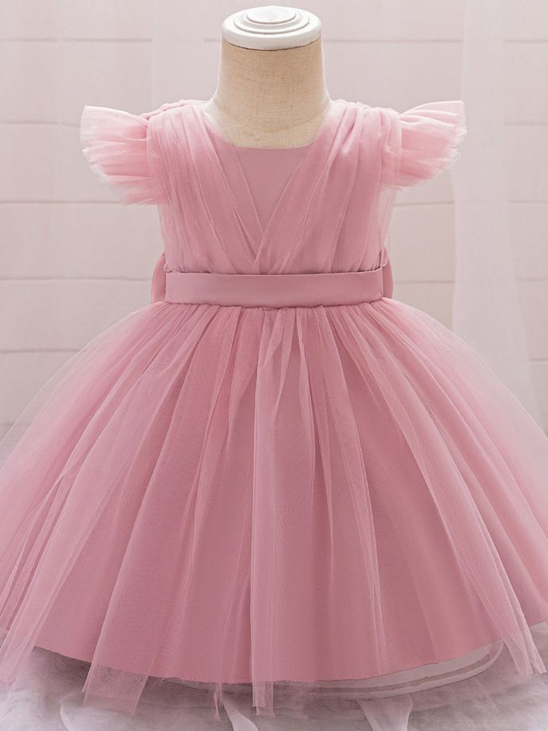

LULU & SKY Girls Fit & Flare Bow Tulle Dress, Pink
