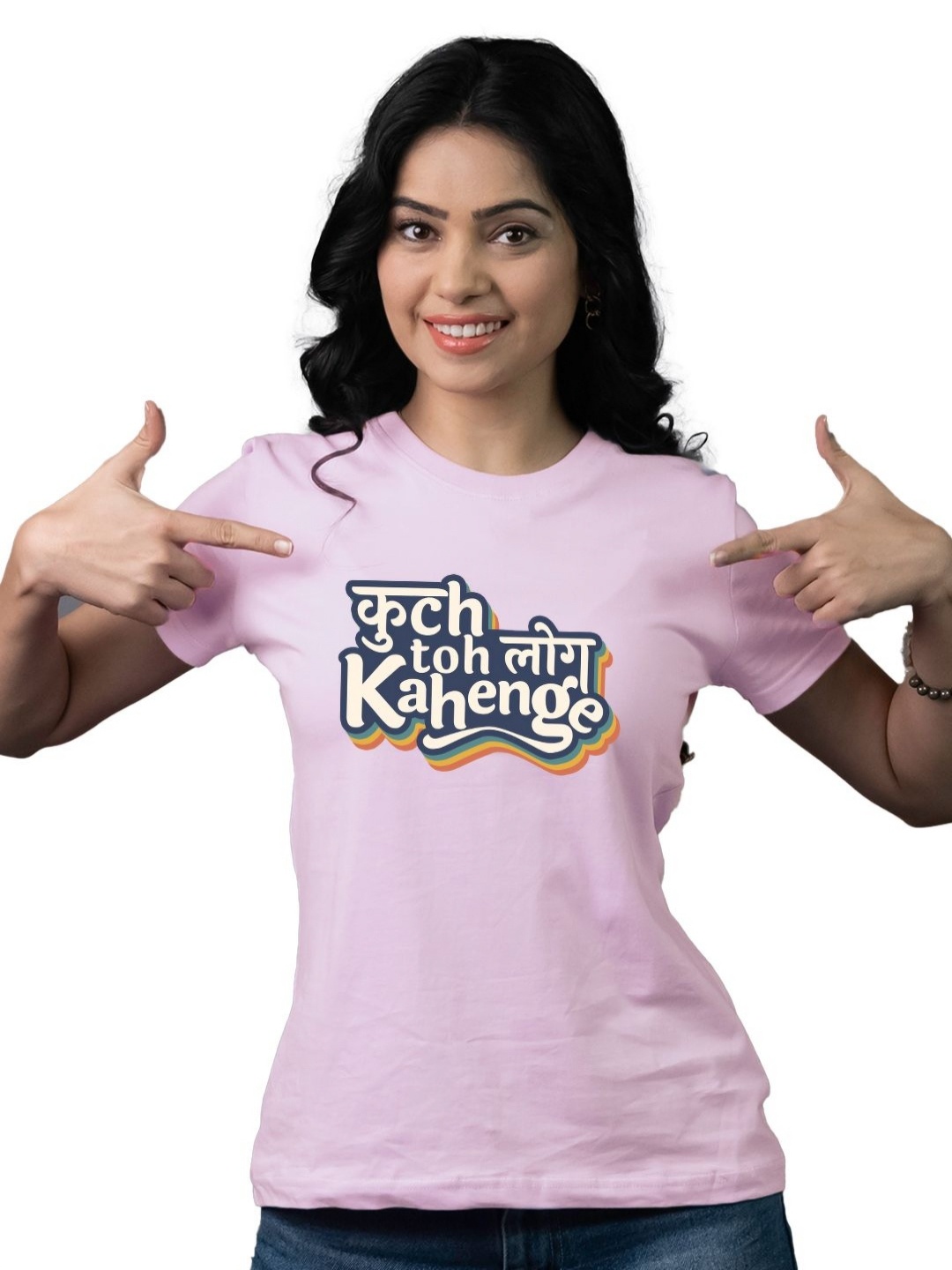 

Tedhi Medhi Family Women Typography Printed Round Neck Cotton T-shirt, Lavender