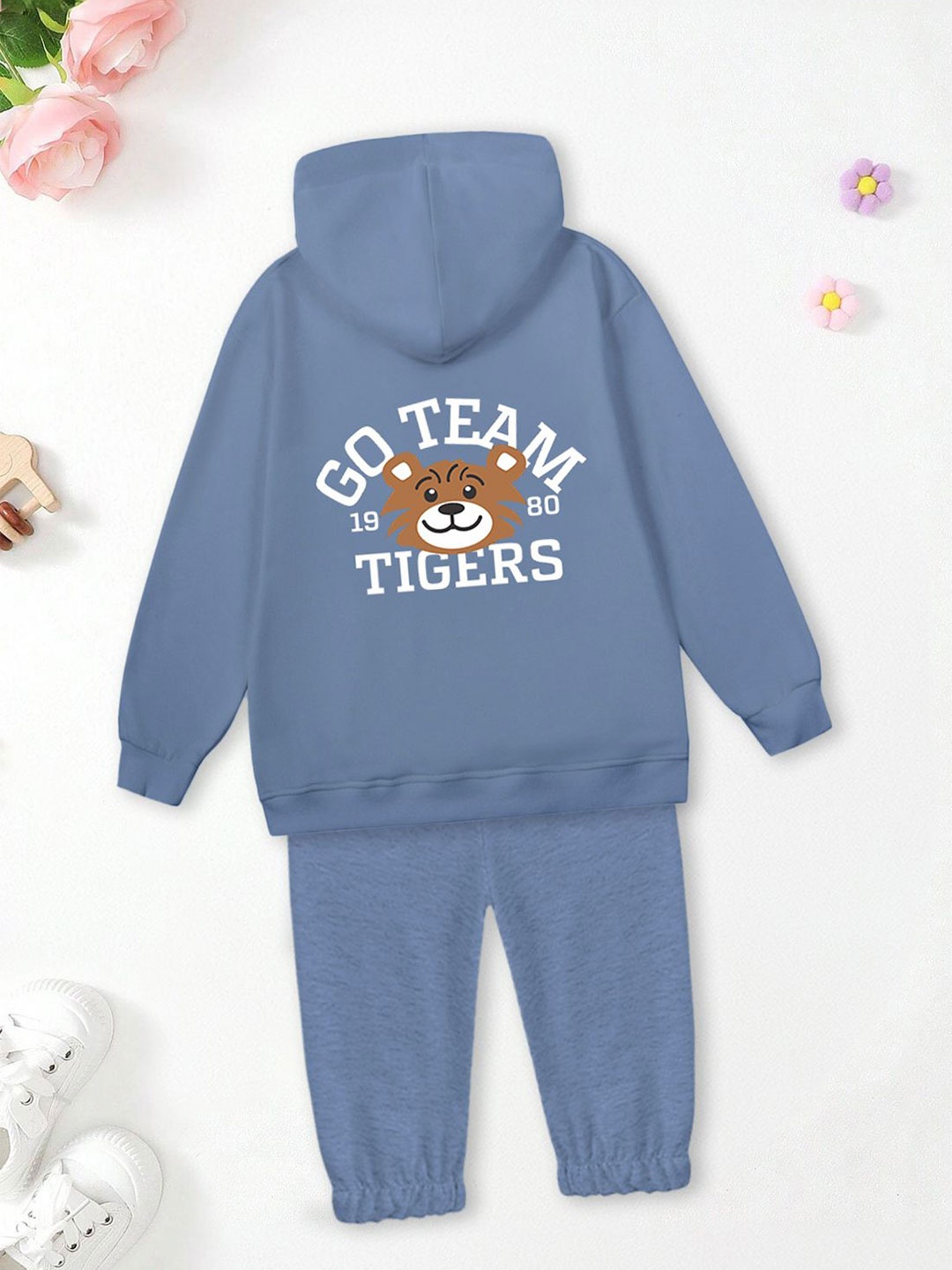 

FOREVER FRIDAY Boys Printed Hooded Pure Cotton Sweatshirt With Joggers, Blue