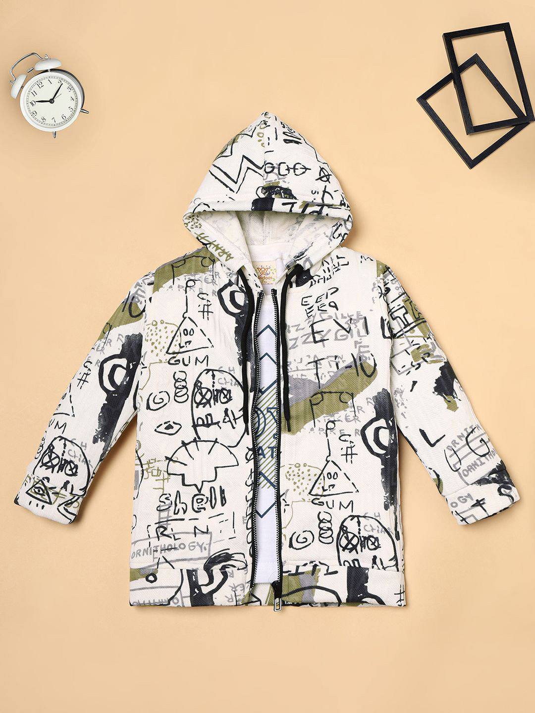 

Ridokidz Boys Opaque Printed Casual Shirt, Olive
