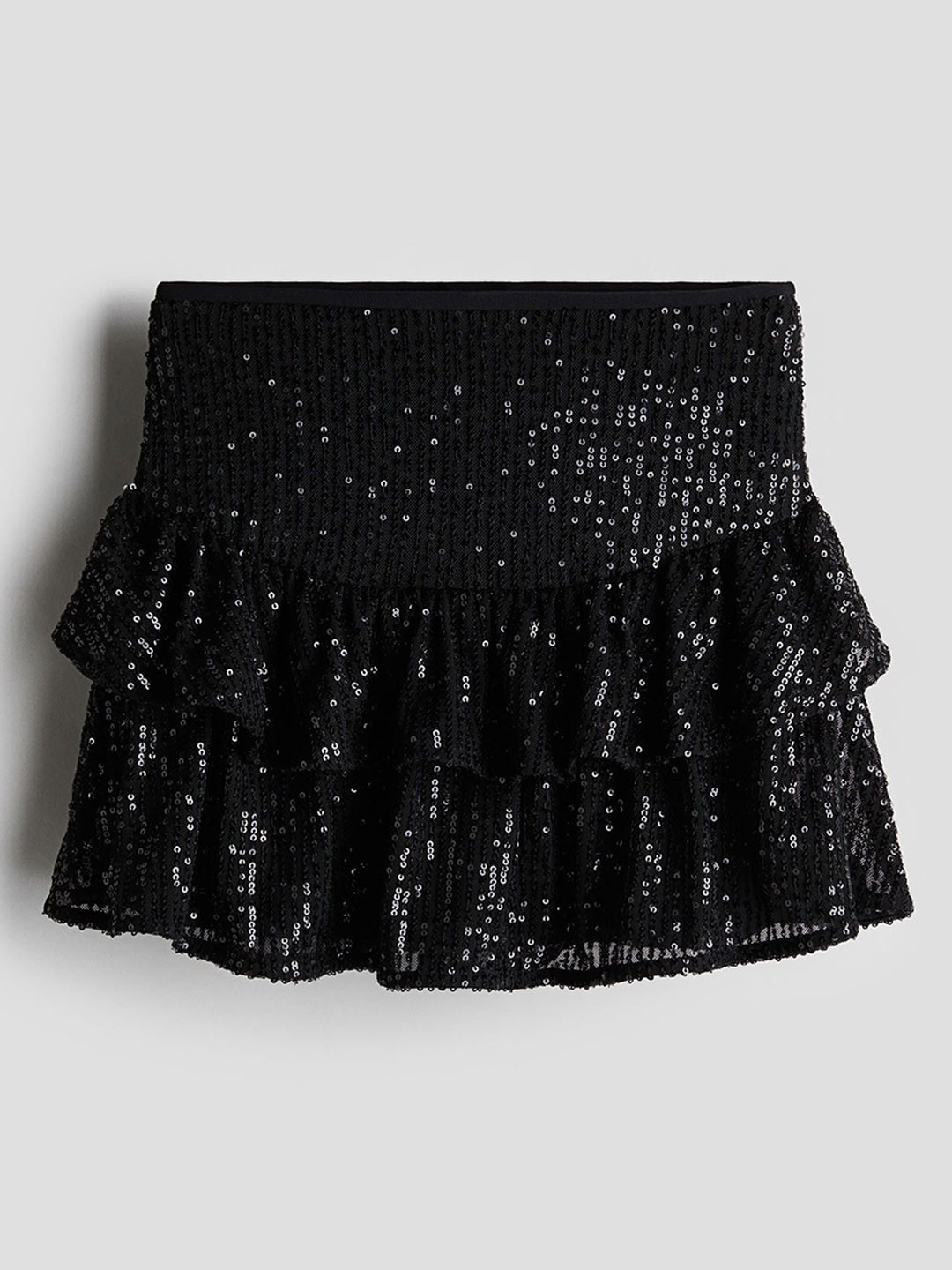 

H&M Girls Tiered Sequin Skirt, Black