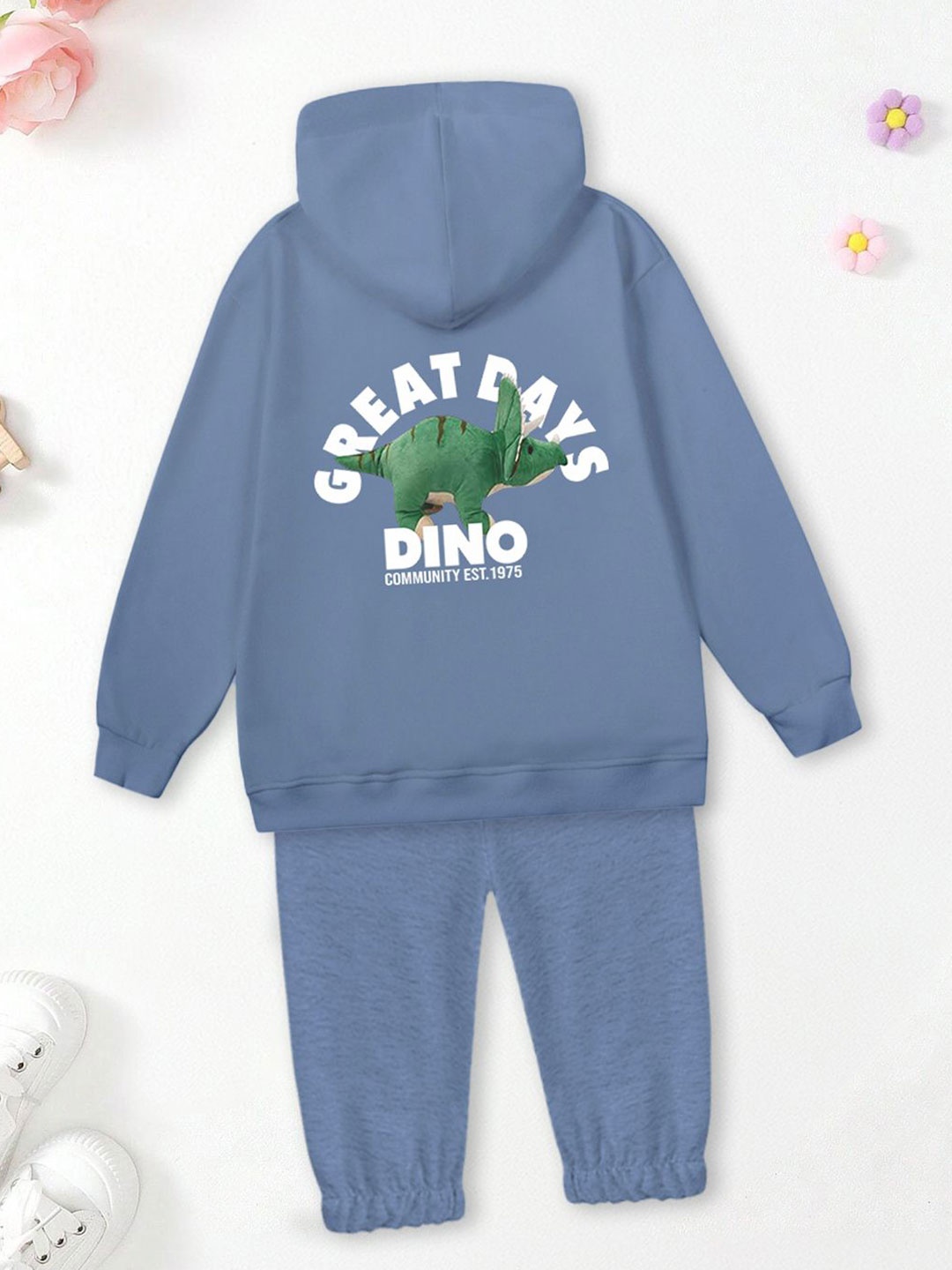 

FOREVER FRIDAY Boys Printed Hooded Pure Cotton Sweatshirt With Joggers, Blue