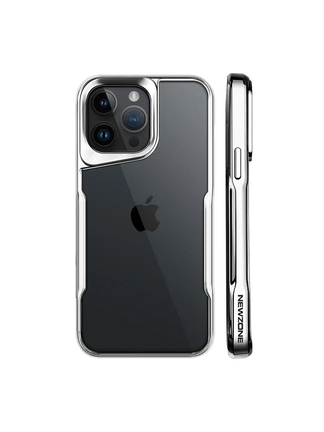 

Luxury Kase LK124 Solid iPhone 13 Pro Max Electroplated Frame Transparent Back Case, Silver