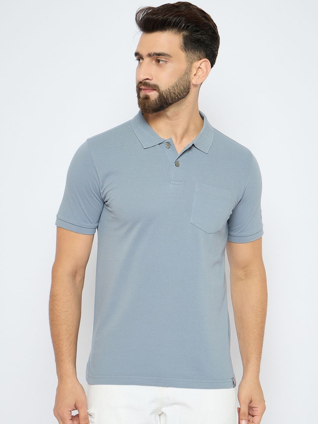 

AXMANN Men Solid Polo Collar Cotton T-shirt, Grey