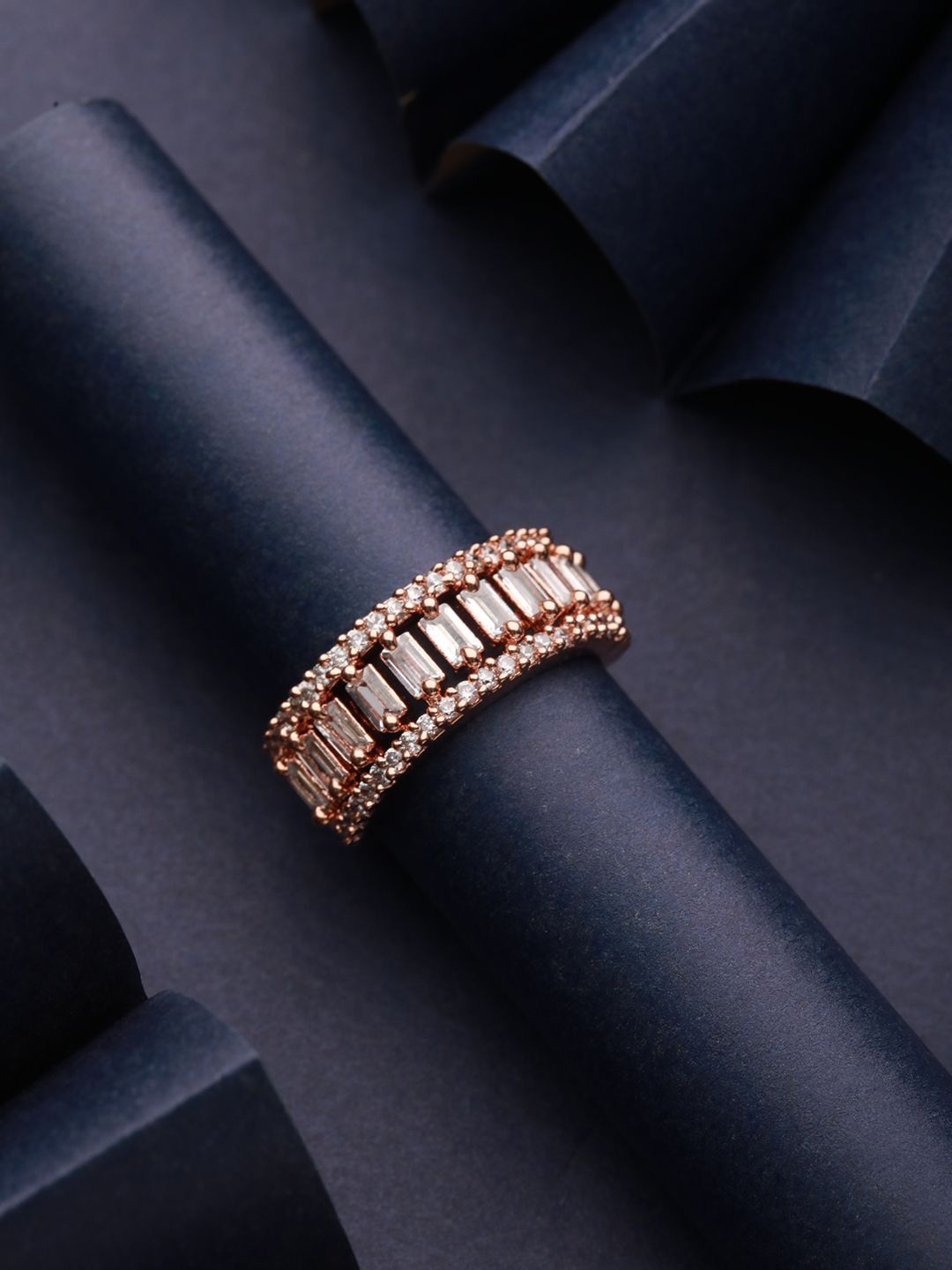 

Priyaasi Rose Gold-Plated Artificial Stone Studded Finger Ring