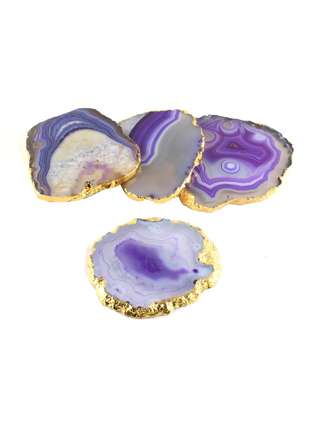 

Indianshelf 4-Pieces Purple & Beige Patterned Stone Dining Table Coasters