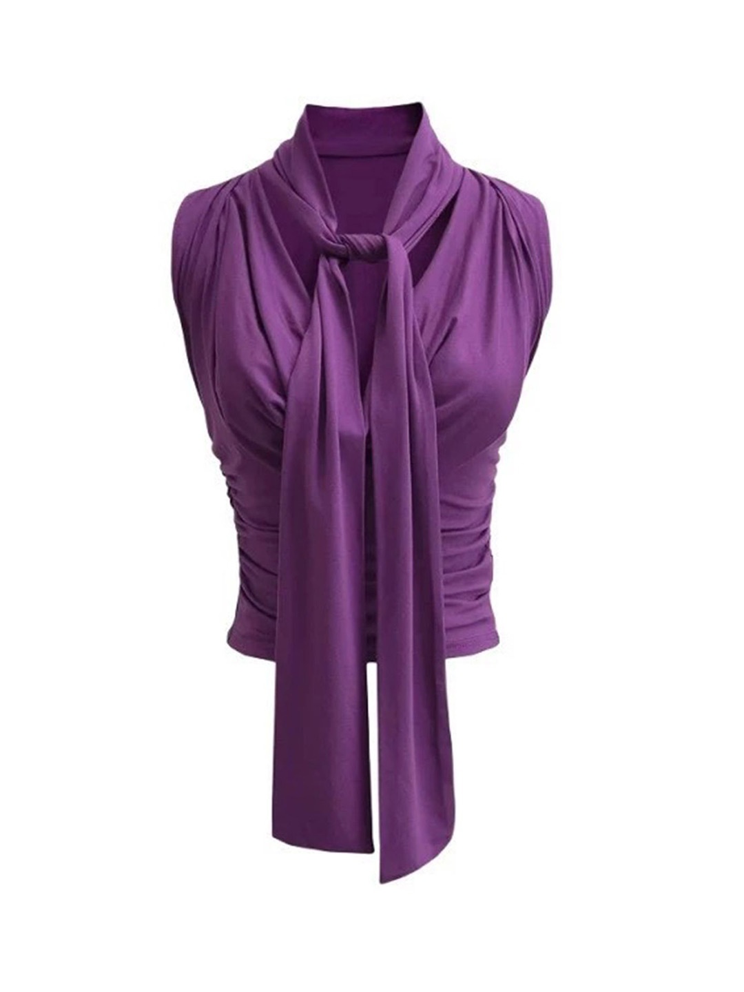 

LULU & SKY Women Tie-Up Neck Top, Purple