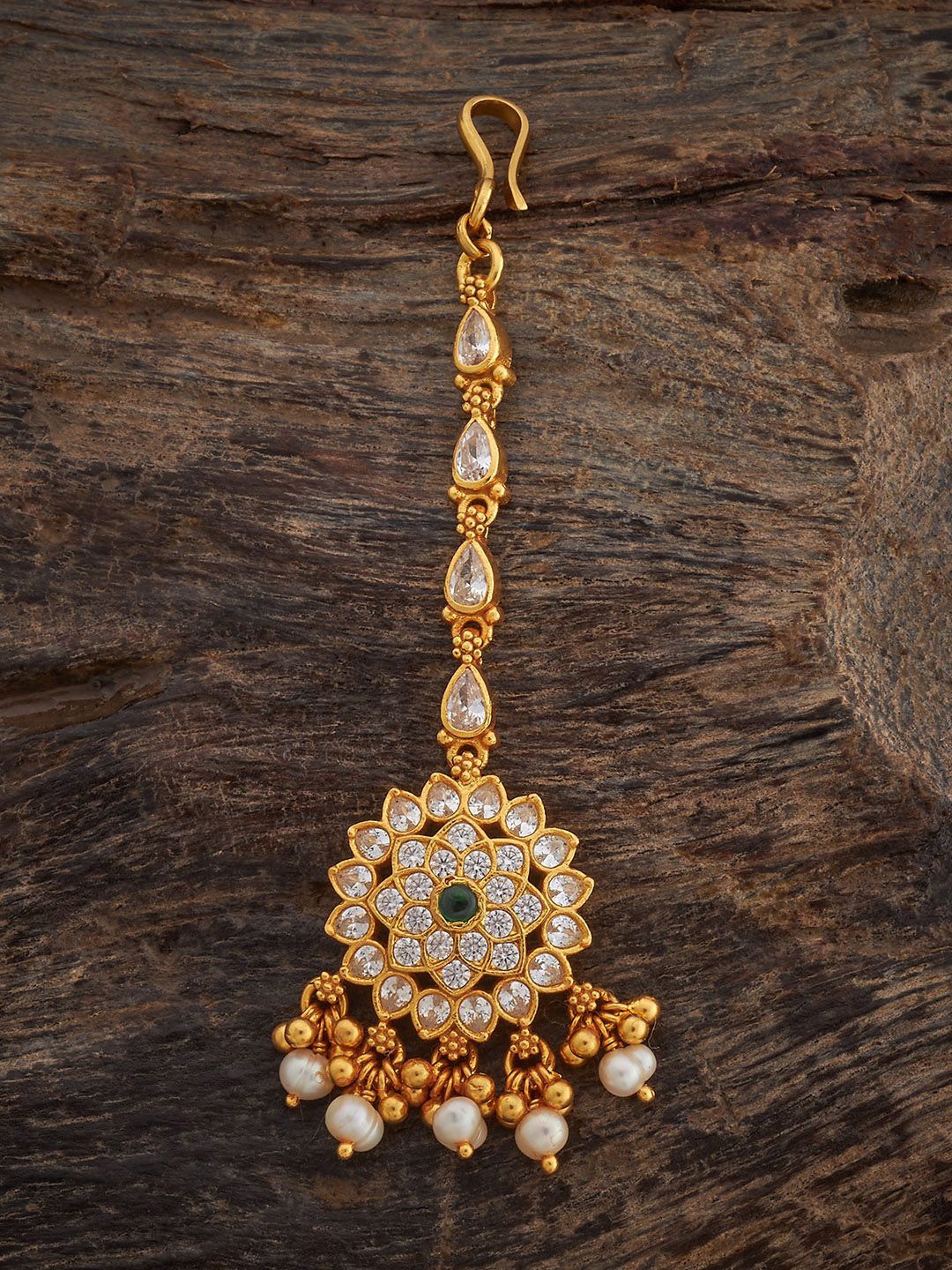

Kushal's Fashion Jewellery 92.5 Silver Gold-Plated Temple Maang Tikka