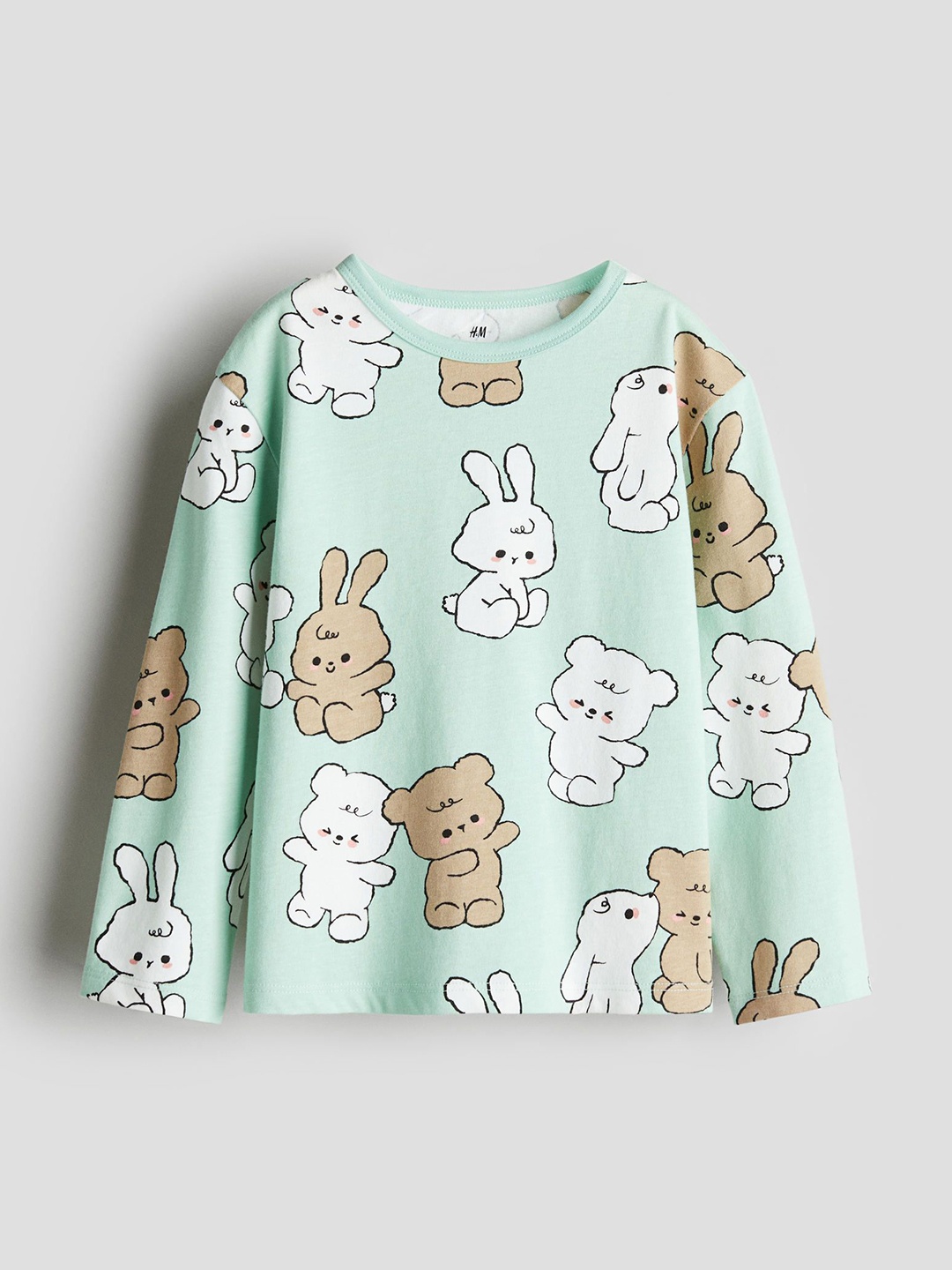 

H&M Printed Cotton Top, Green