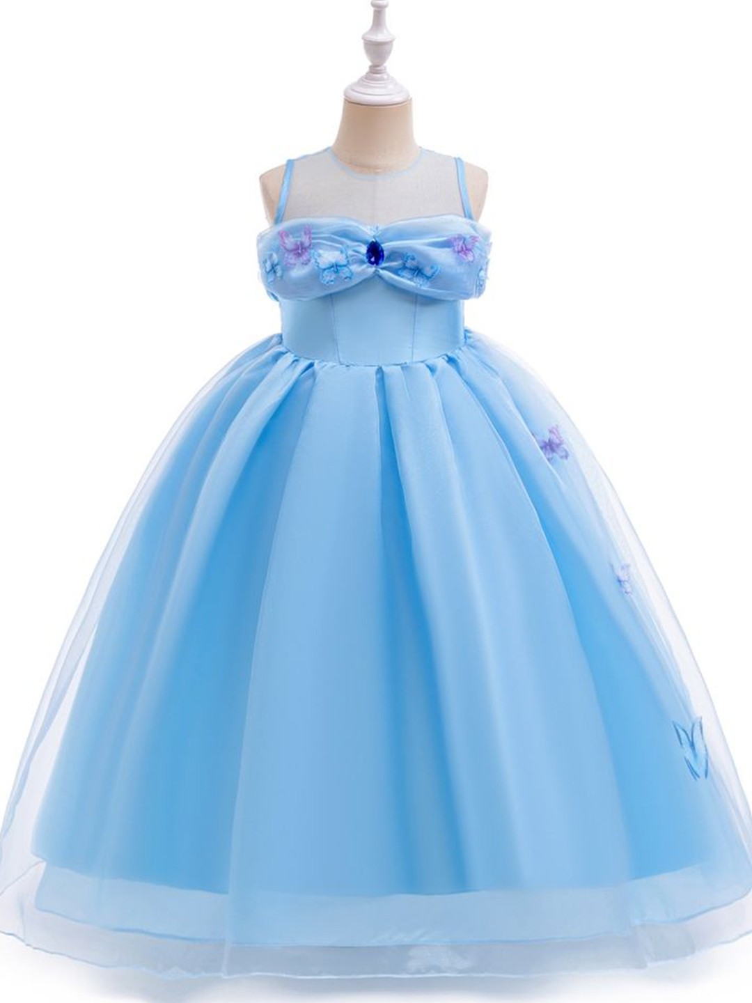 

LULU & SKY Girls Round Neck Maxi Dress, Blue
