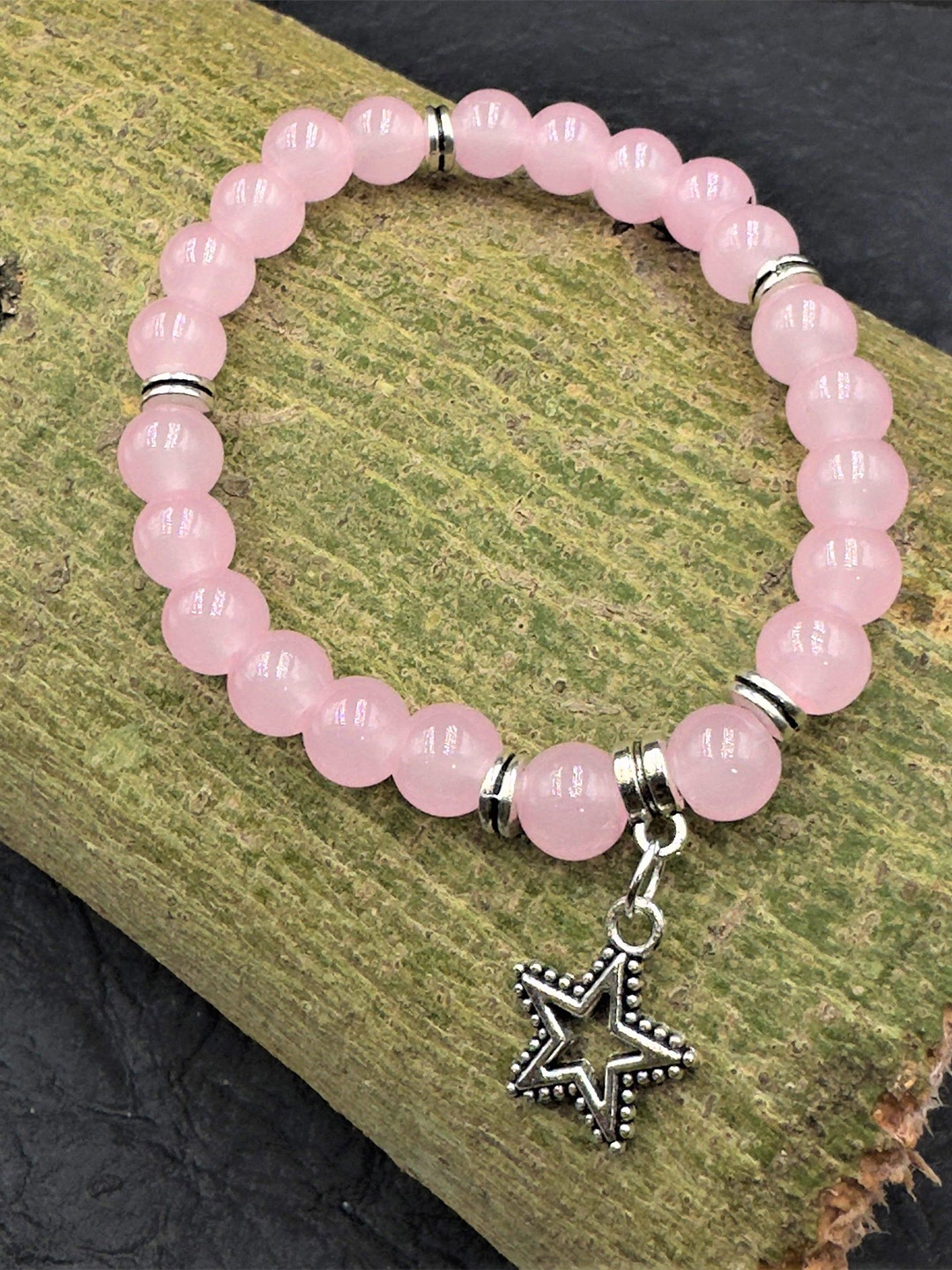 

AKLINA Artificial Beads Beaded Ceramic Elasticated Bracelet, Pink