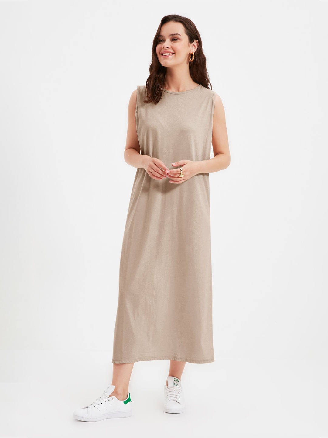 

Trendyol Women A-Line Maxi Dress, Beige