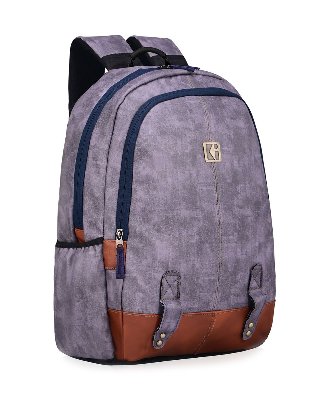 

Kuber Industries Men Sandstone Grey Premium Faux Leather Stylish Laptop Bag 25L