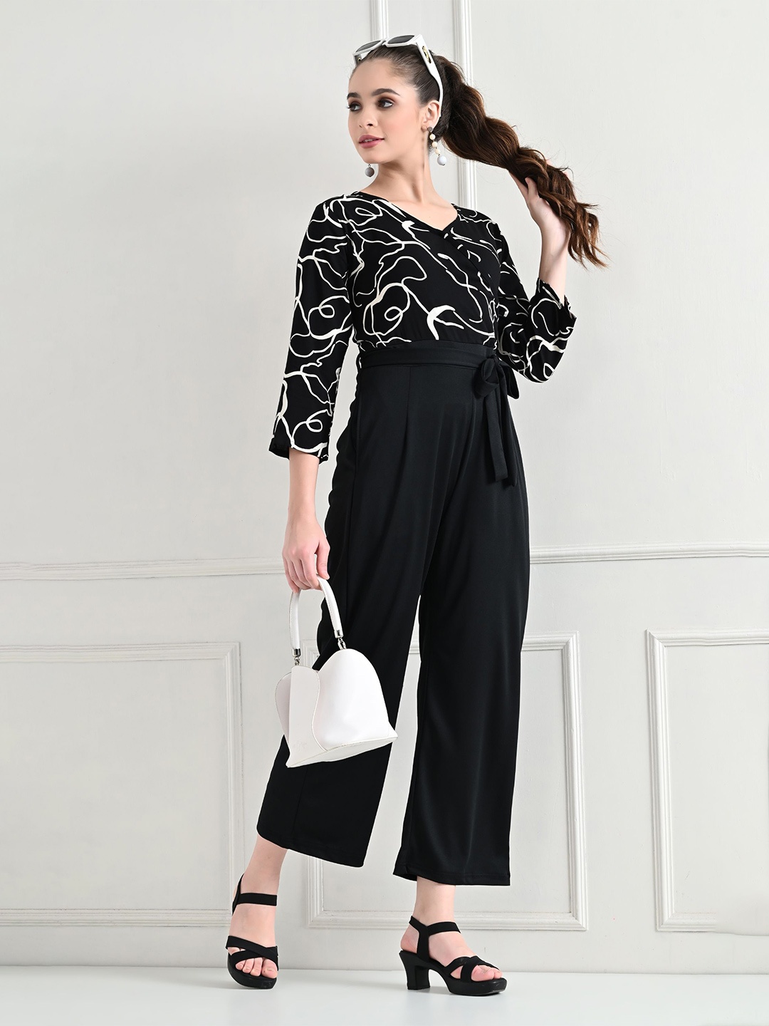 

CHARMSROAD Printed Basic Jumpsuit, Black