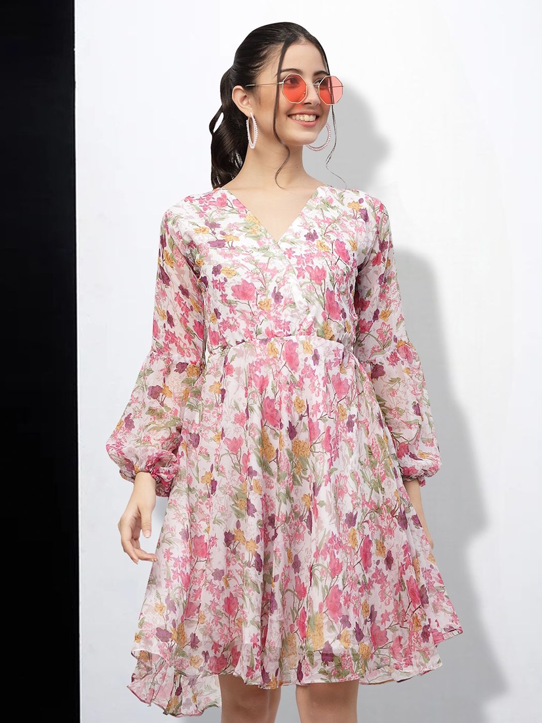 

MISS AYSE Floral Print Applique Fit & Flare Dress, Multi