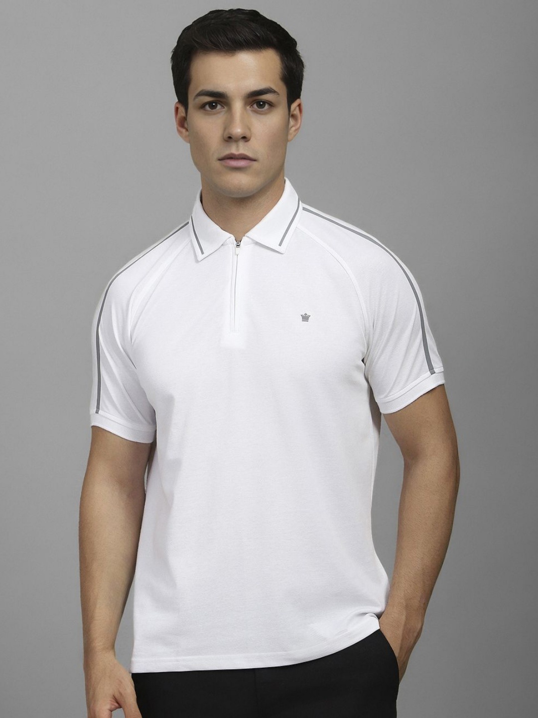 

Louis Philippe Men Solid Polo Collar Cotton T-shirt, White