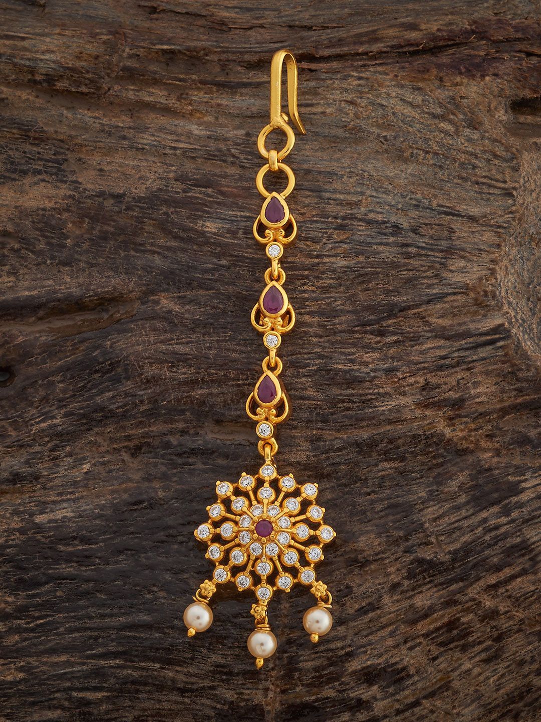

Kushal's Fashion Jewellery 92.5 Silver Gold-Plated Temple Maang Tikka