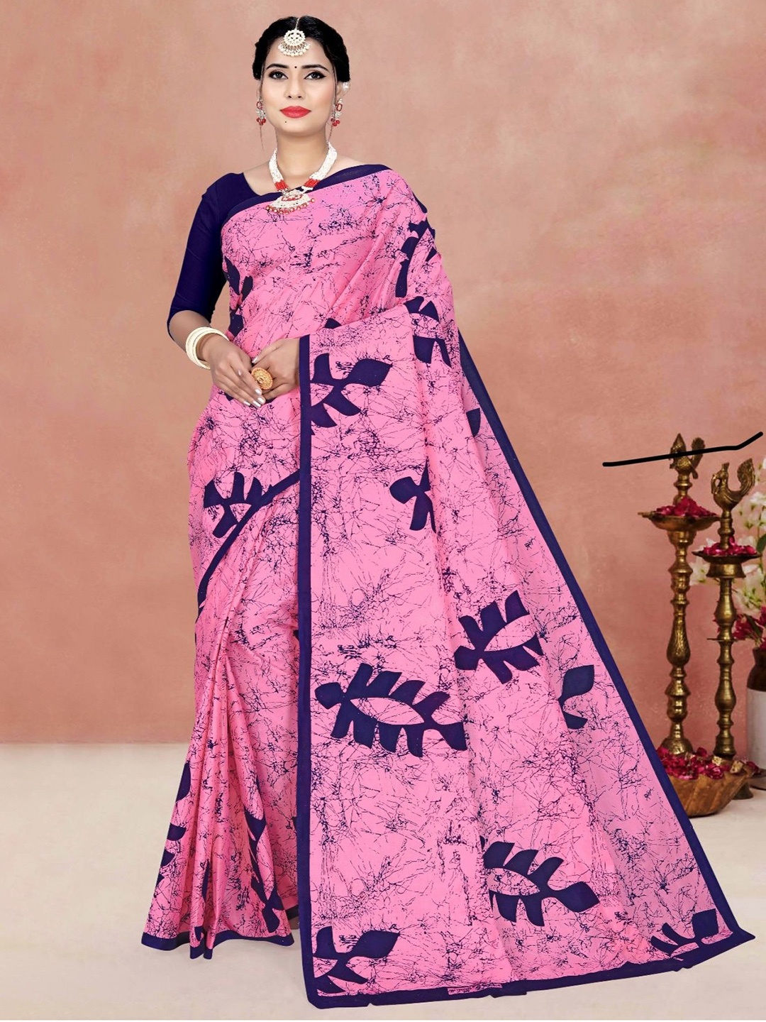

pasapalli Tie and Dye Pure Cotton Sambalpuri Saree, Pink