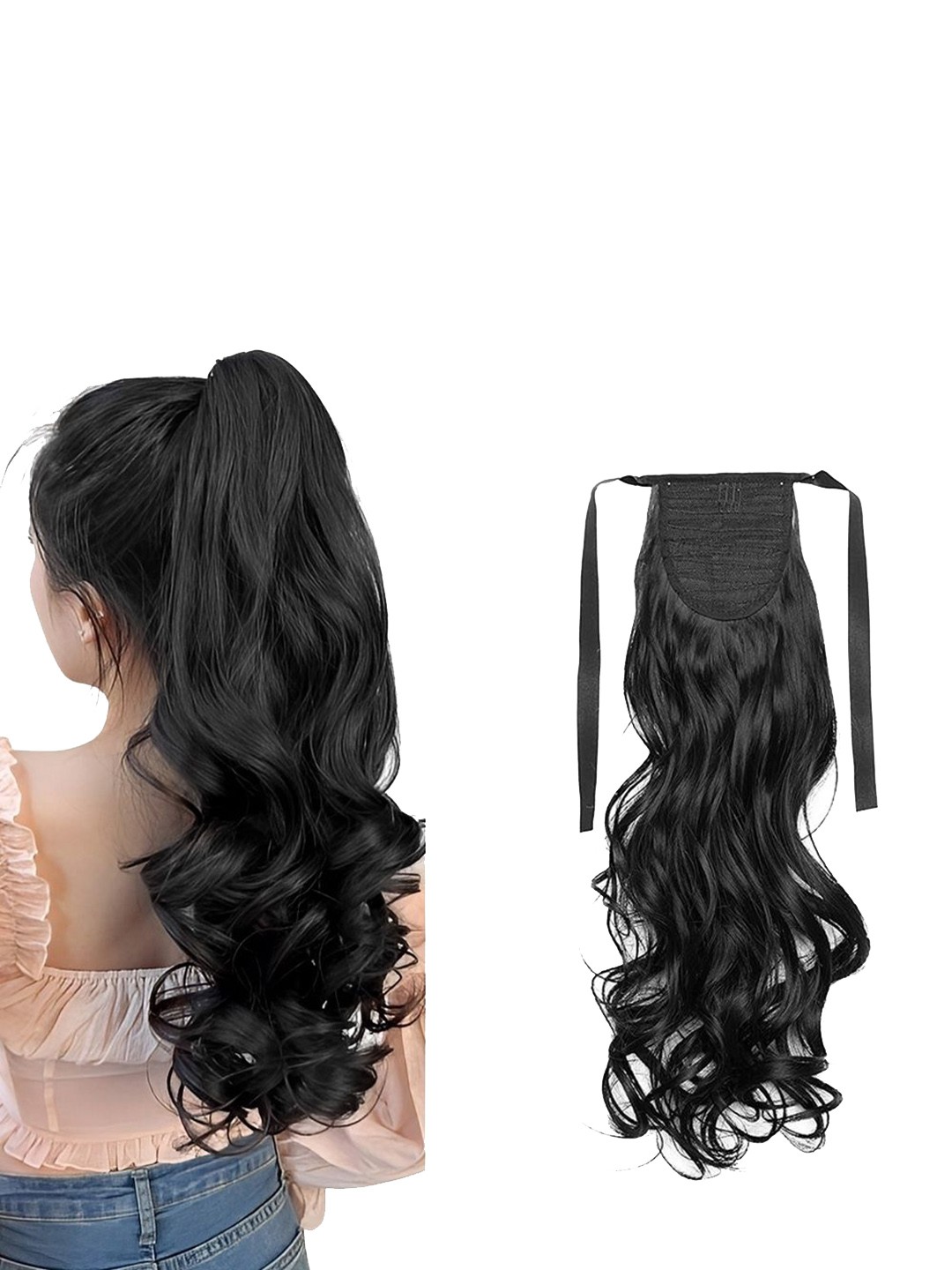

D-Divine Clip In Wavy Ponytail Hair Extension- Black- 24 Inch