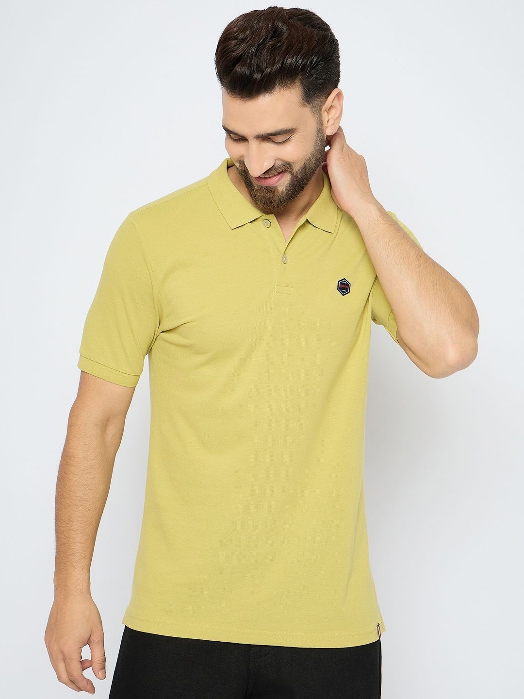 

AXMANN Men Solid Polo Collar Cotton T-shirt, Lime green