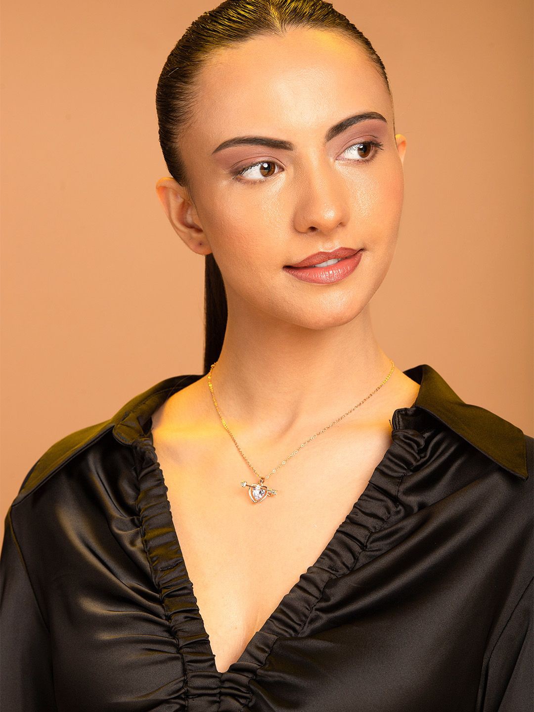 

Priyaasi Rose Gold-Plated Heart Shaped Crystal studded Necklace