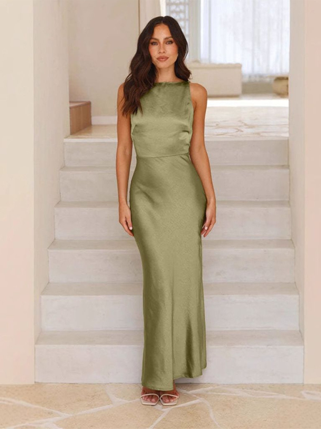 

StyleCast x Revolte Chiffon Fit & Flare Maxi Dress, Green