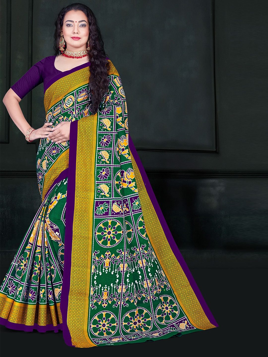 

pasapalli Paisley Pure Cotton Sambalpuri Saree, Green