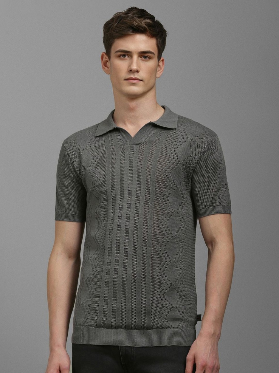 

Louis Philippe Jeans Men Polo Collar T-shirt, Grey
