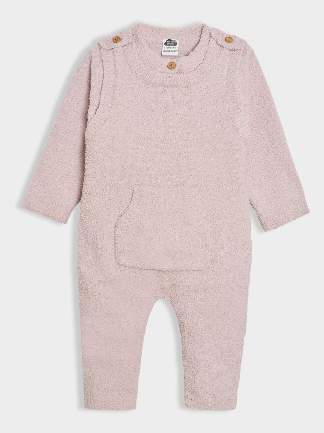 

MiArcus Kids Solid Knitted Cardigan & Dungaree Set, Pink