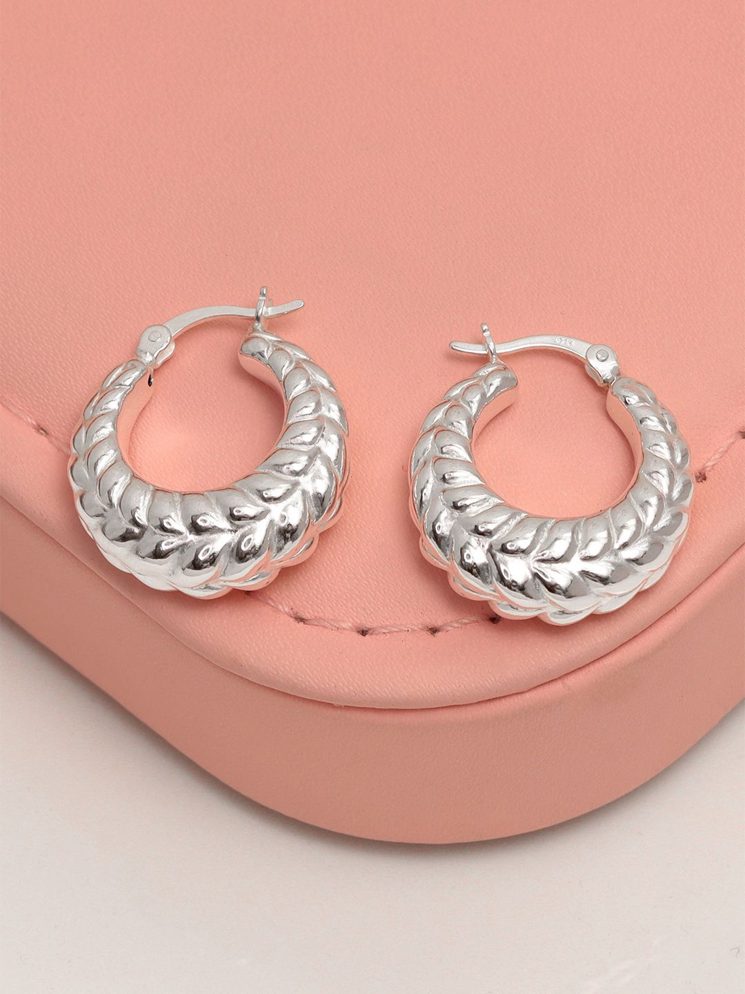 

LeCalla 925 Sterling Silver-Plated Contemporary Shaped Hoop Earrings