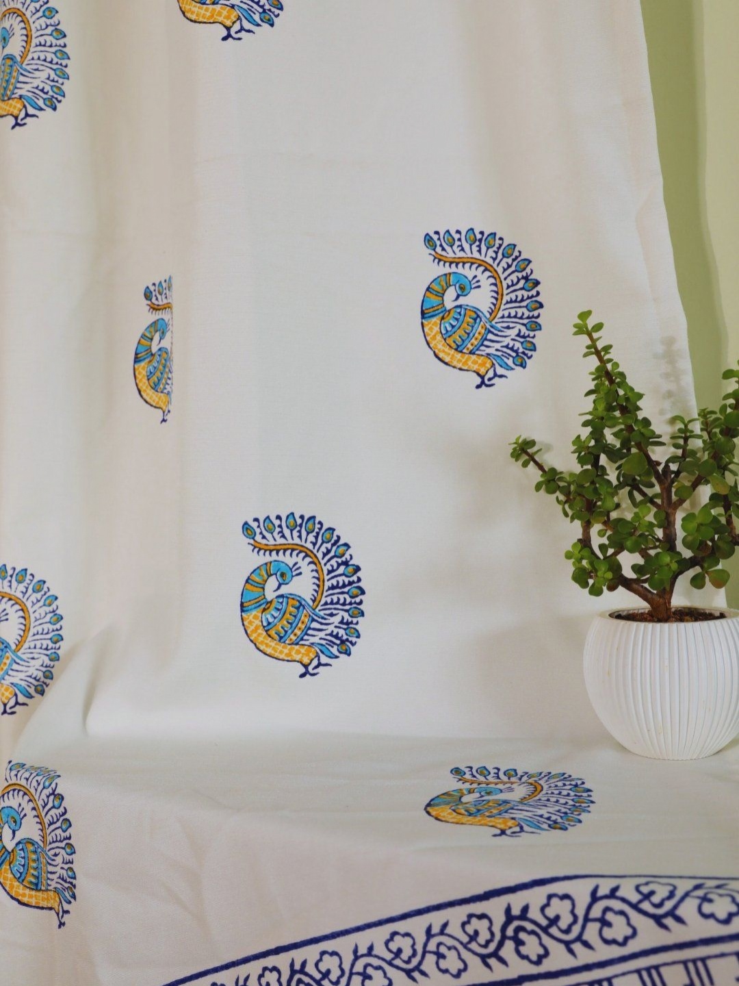 

PLAYFUL STITCHES White & Blue Set of 2 Ethnic Motifs Door Curtain
