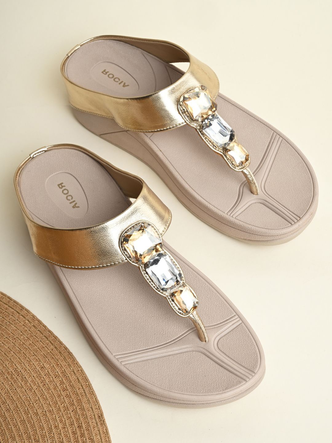 

Rocia Women Open Toe Wedge Heel Sandals, Gold