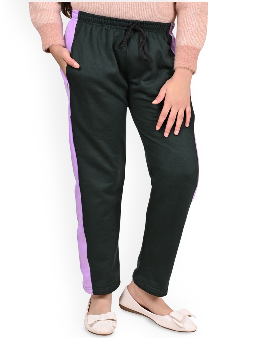 

BAESD Girls Colourblocked Regular Fit Mid Rise Track Pants, Sea green