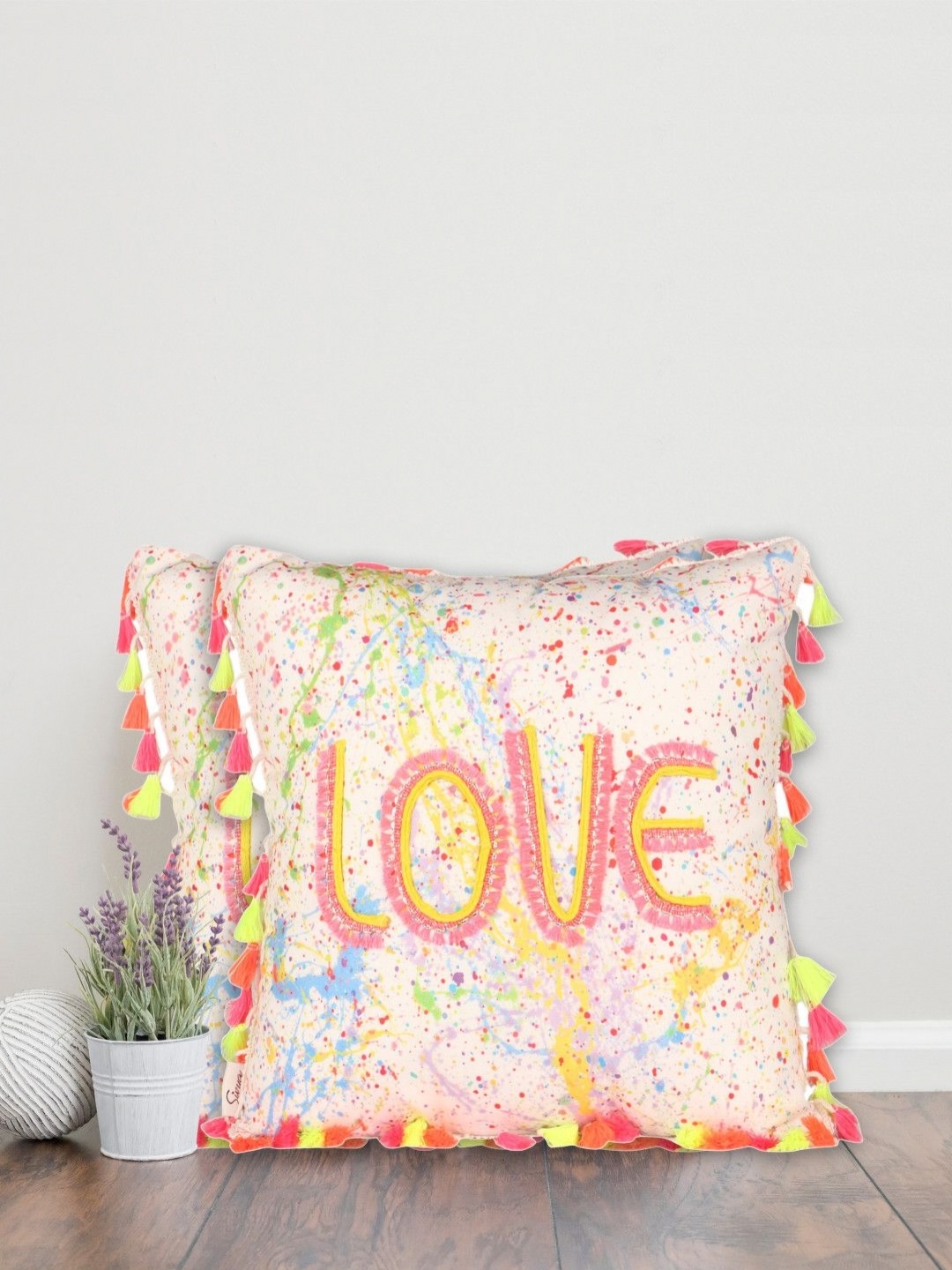 

Home Orange & Blue 2 pieces Embroidered Square Cushion Covers