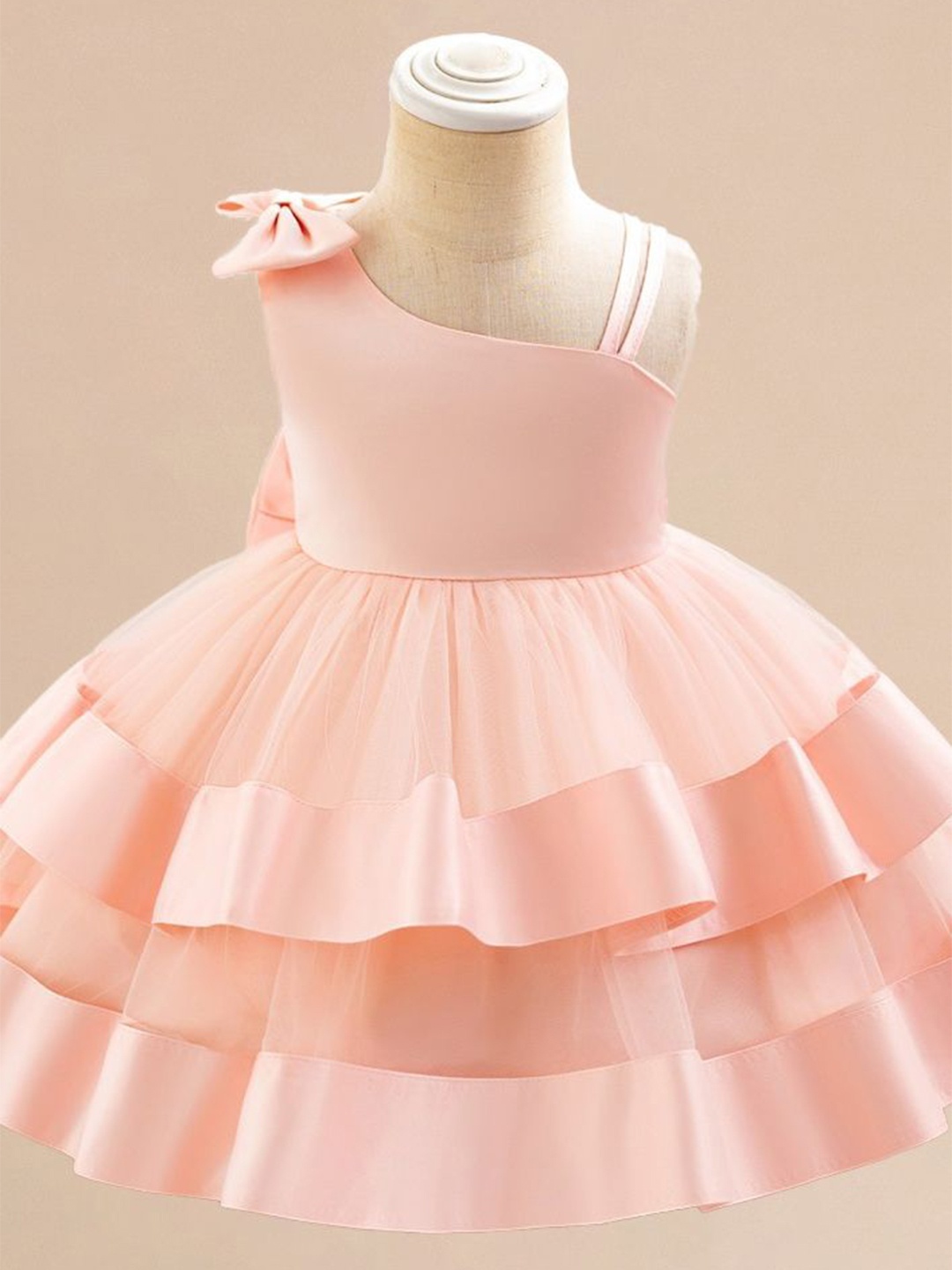 

LULU & SKY Girls Tiered Bow Detail Fit & Flare Dress, Pink