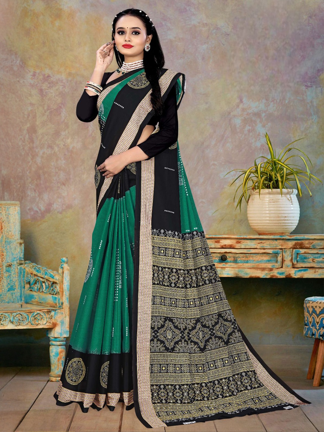 

pasapalli Pure Cotton Sambalpuri Saree, Green