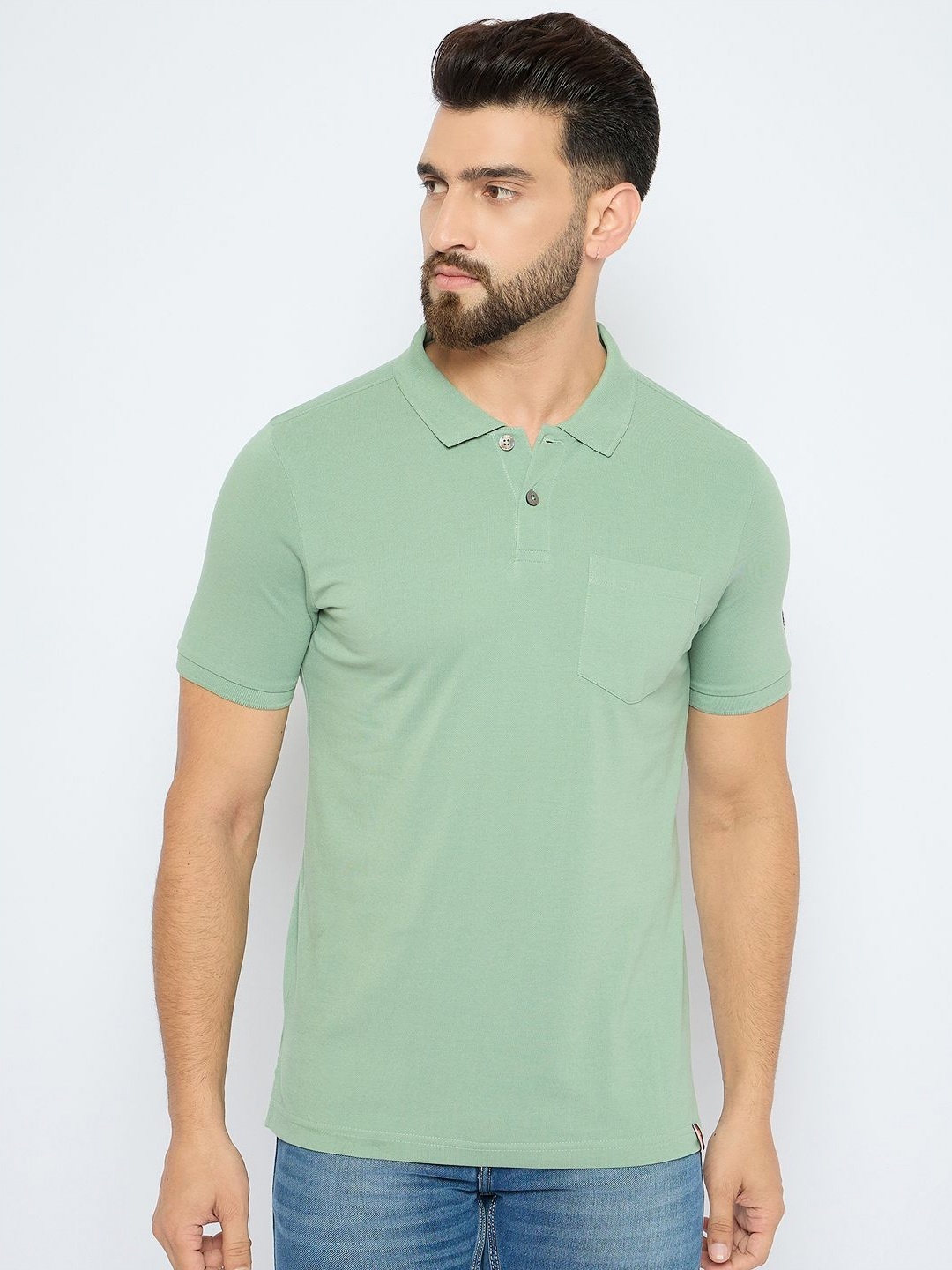 

AXMANN Men Solid Polo Collar Cotton T-shirt, Green