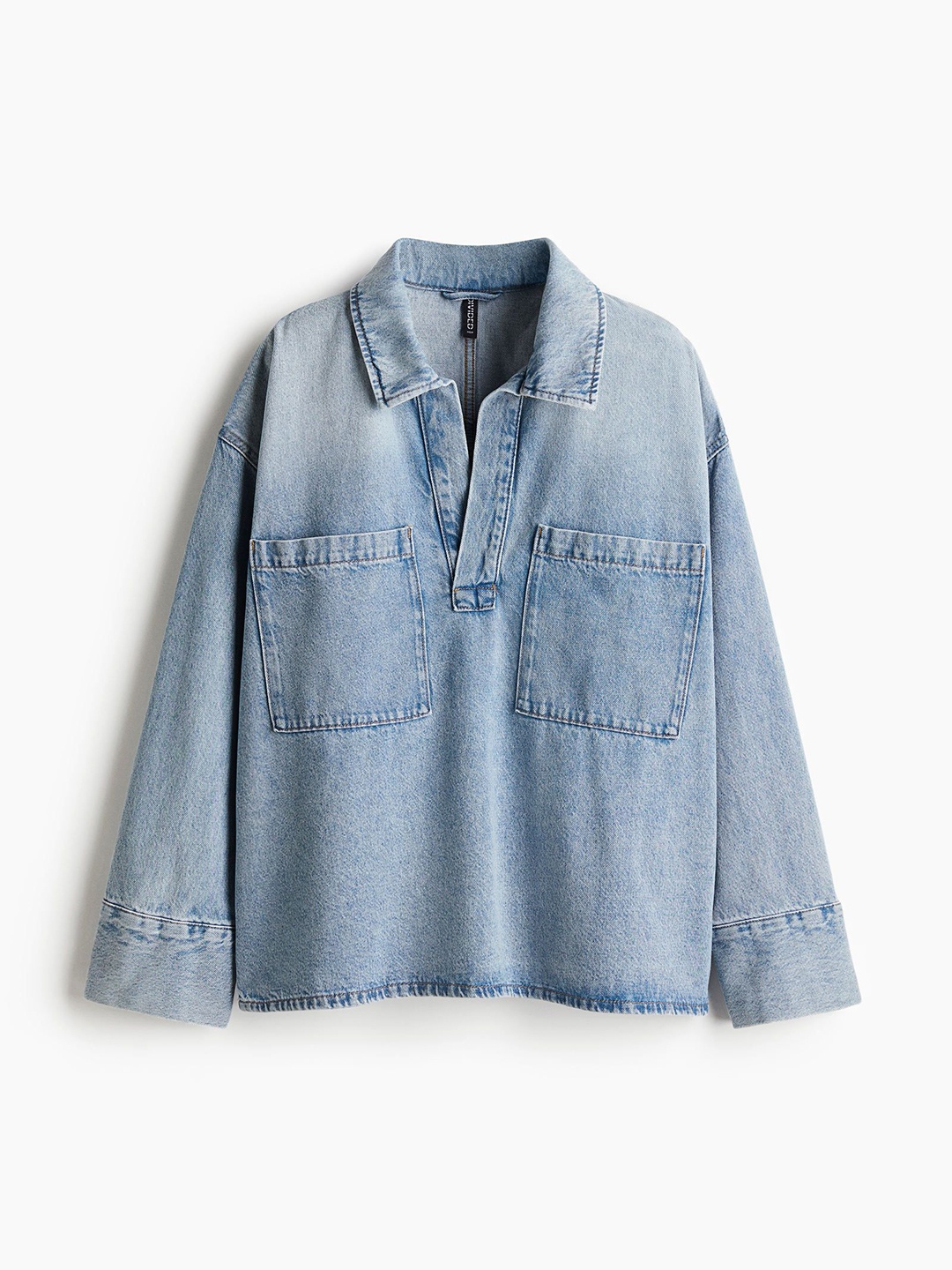 

H&M Oversized Popover Denim Shirt, Blue