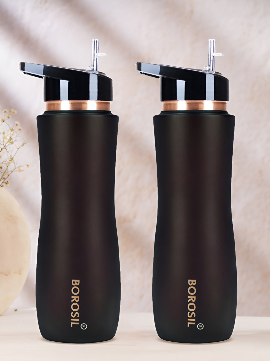 

BOROSIL Brown & Copper-Toned 2 Pieces Copper Solid Water Bottle 750ml Each