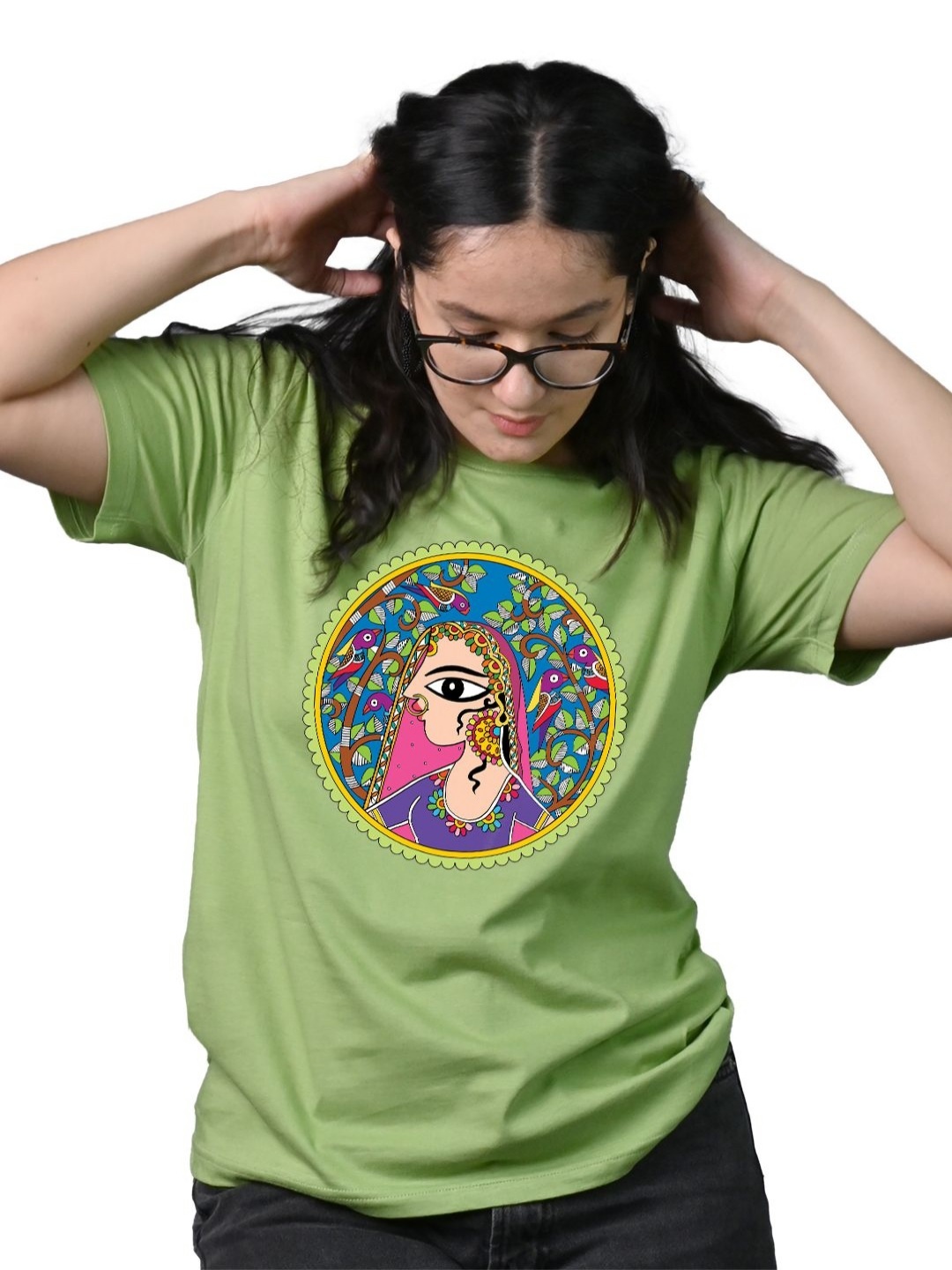 

Tedhi Medhi Family Women Graphic Printed Round Neck Cotton T-shirt, Green